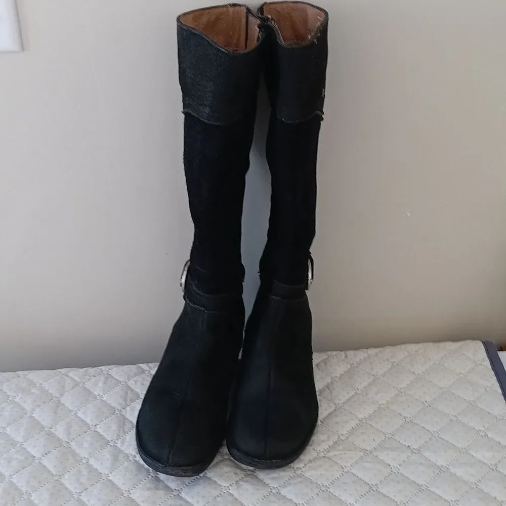 Lassen Suade Leather Tall Black Boots
